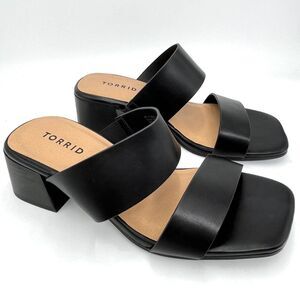 New Torrid Black Double Strap Heeled Sandals - Size 8WW